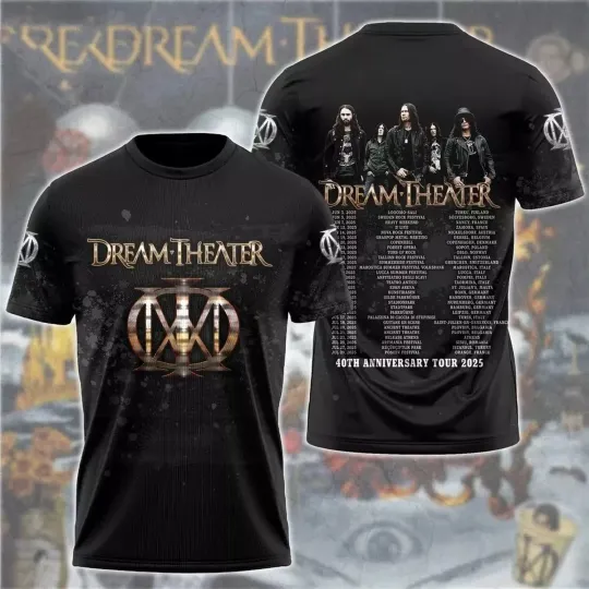 Discover Dream Theater 40th Anniversary Tour 2025 Date List 3D T-Shirt