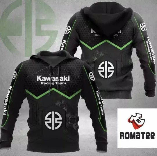 Discover Kawasaki Motorsport Textured 3D Hoodie, Racing Apparel All Size S-5XL