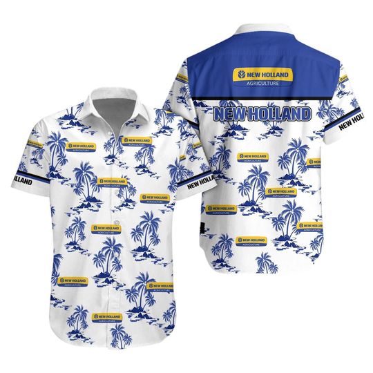 Discover New Holland Hawaiian Shirt, Tropical Tractor Aloha Shirt for Men and Women, Casual Short Sleeve Summer Beach Vacation Farmer Gift