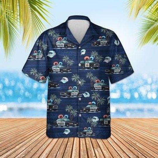Discover Police Car Hawaiian Shirt, Unisex Short Sleeve Vacation Top