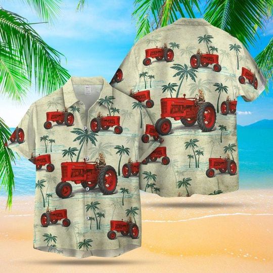 International Harvester Hawaiian Shirt, Vintage Tractor Aloha Shirt