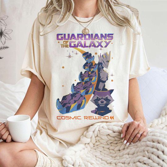Retro Rocket Raccoon Groot Shirt, Guardians Of The Galaxy 3 Unisex TShirt, Marvel Fan Gift, Vintage Marvel Comic Rewind Shirt