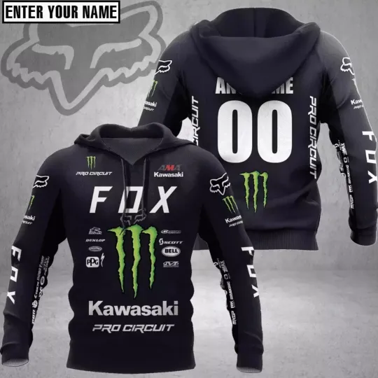 Discover Customized Name Kawasaki Racing Hoodie Motocross Kwa 3D Hoodie Print Men