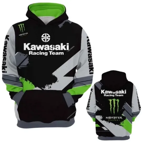 Discover Kawasaki Hoodie 3D Team Racing All Over Printed For Gift Lovely Green