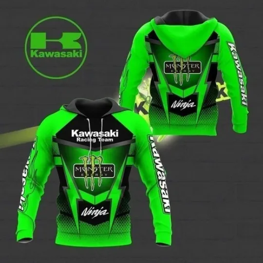 Discover Kawasaki Racing Team Hoodie 3D Full Size For Fan