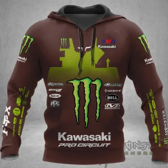 Discover Kawasaki Racing Team 3D Hoodie, Monster Motocross Sweatshirt