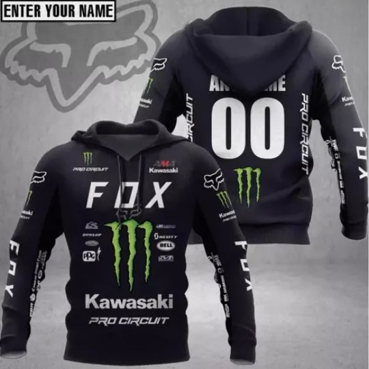 Discover Customized Name Kawasaki Racing Hoodie Motocross 3D Print Men