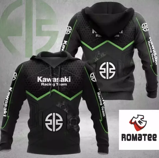 Discover Kawasaki Motorsport Textured 3D Hoodie, Racing Apparel