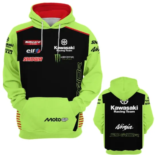 Discover Kawasaki Racing Men Hoodie The Green Team Motocross 3D Print Hoodie For Unisex
