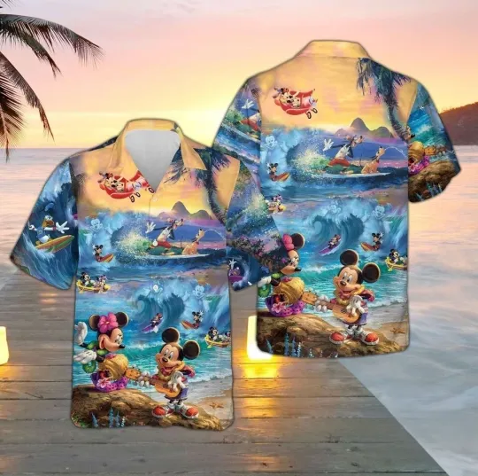 Discover Disney Mickey Mouse & Friends Funny Beach Graphic Unisex Hawaiian Shirt