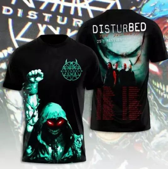 Discover Disturbed Band 2025 Tour 3D T-Shirt Unisex All Size Gift For Fans