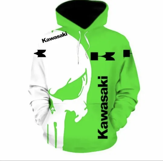 Discover Kawasaki hoodie size 4xl men’s new Logo Sweatshirt Green Black Sweatshirt