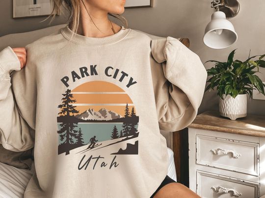 Discover Park City Utah Sweatshirt, Cozy Winter Apparel, Ski Resort Souvenir, Mountain Lover Gift, Snowy Weather Wear