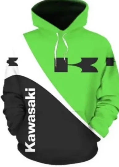 Discover Kawasaki hoodie size 3xl new Logo Sweatshirt Green Black Sweatshirt