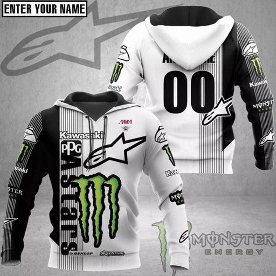 Discover Kawasaki Racing Men Hoodie The Green Team Motocross 3D Print Hoodie