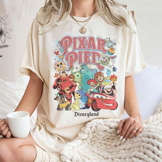 Discover Vintage Pixar Pier Disneyland Shirt, Disneyland Pixar Fest 2025 Shirt, Meet me at Pixar Pier Disney Pixar Characters, Disneyland Trip Shirt