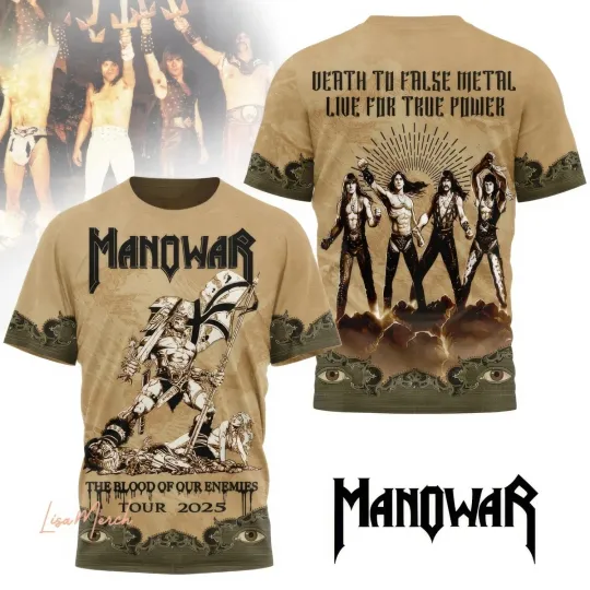 Discover Manowar The Blood Of Our Enemies Tour 2025 3D T Shirt