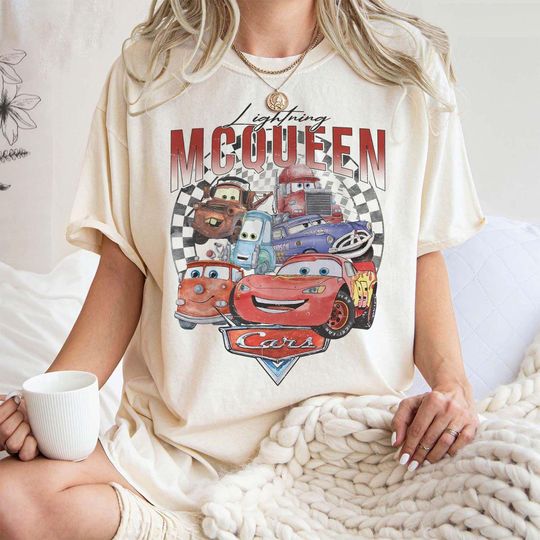 Discover Retro Lightning Mcqueen Shirt, Vintage Disney Cars Shirt, Disney Car Pixar Shirt, Cars Theme Birthday Shirt, Cars Character,Disney Cars Land