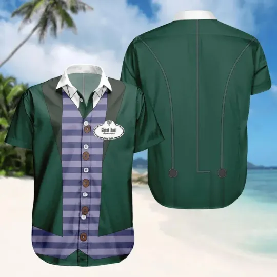 Discover Disney Haunted Mansion Ghost Host Cosplay Halloween Hawaiiian Shirt