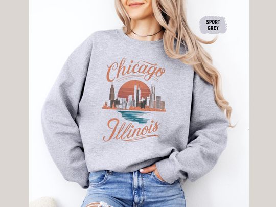 Discover Chicago Sweatshirt, Chicago Skyline Gift, Cute Chicago Sweatshirt