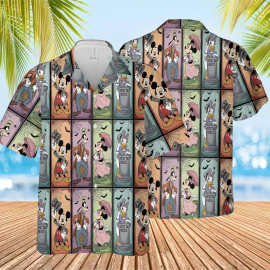 Discover Disney Mickey & Friends The Haunted Mansion Halloween Graphics Hawaiian Shirt