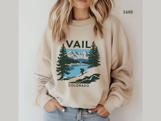 Vail Colorado Ski Sweatshirt, Winter Mountains Apparel, Gift for Skiers, Snowboarders, Mountain Lovers, Ski Resort
