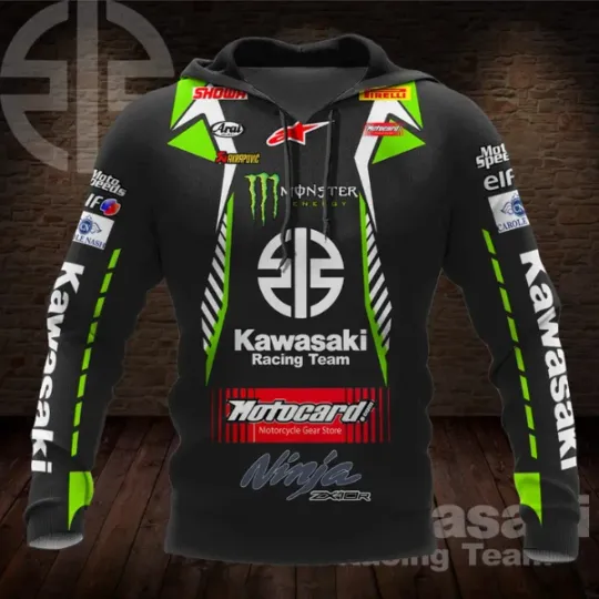 Discover Kawasaki Racing Team 3D Hoodie, Monster Motocross All Size for Unisex