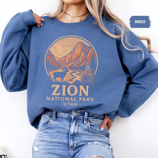 Retro Zion National Park Sweatshirt, Vintage Mountain Lovers, Travel Gift