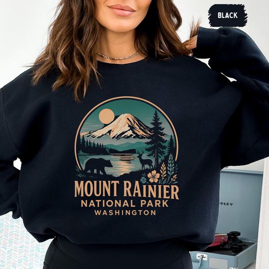 Vintage Mount Rainier National Park Sweatshirt, Retro Mountain Sweatshirt, Outdoor Adventure Apparel, Gift for Hikers, Nature
