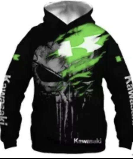 Discover Kawasaki hoodie size 2xl Men new Green Black Logo Sweatshirt New