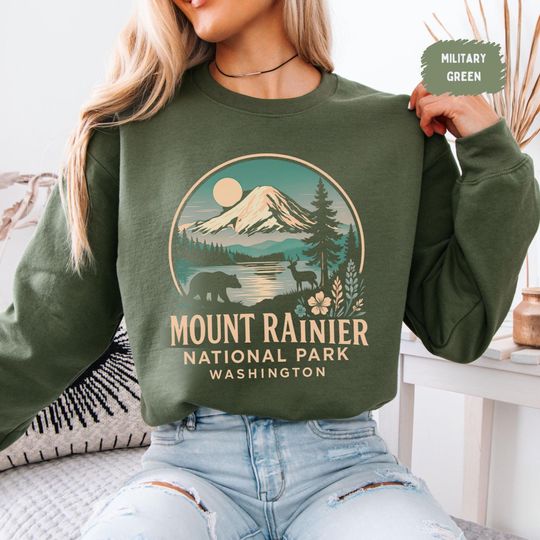 Vintage Mount Rainier National Park Sweatshirt, Retro Mountain Sweatshirt, Outdoor Adventure Apparel, Gift for Hikers, Nature