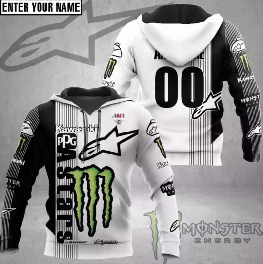 Discover Customized Name Kawasaki Racing Hoodie Motocross Hoodie 3d - all printed