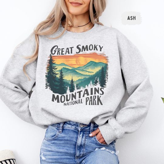 Discover Vintage Great Smoky Mountains Sweatshirt, Tennessee Sweatshirt Great Smoky Mountains National Park gifts