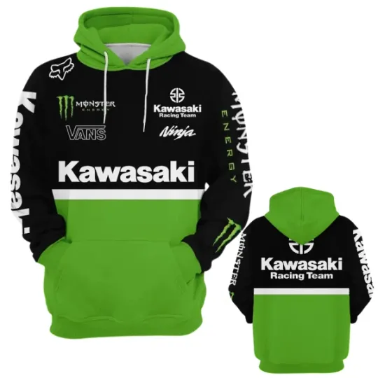 Discover Kawasaki Racing Hoodie Monster Motocross 2025 Dirt Bike Style