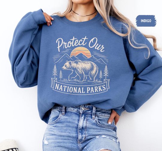 Discover National Parks Advocacy Sweatshirt, Environmental Conservation Jumper, Outdoor Nature Lover Gift, Earth Day Sweatshirt