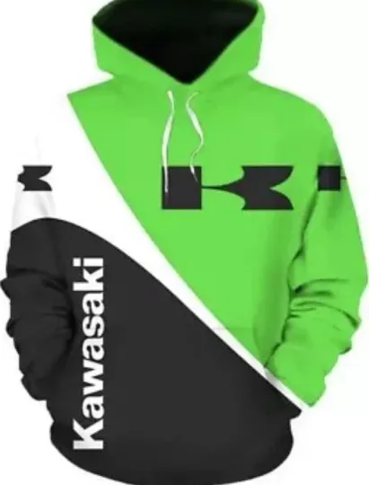 Discover Kawasaki hoodie size 3xl men new Logo Sweatshirt Green Black Sweatshirt