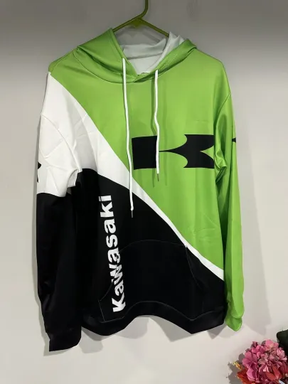 Discover Kawasaki hoodie size 3xl men’s new Green Black Logo Sweatshirt