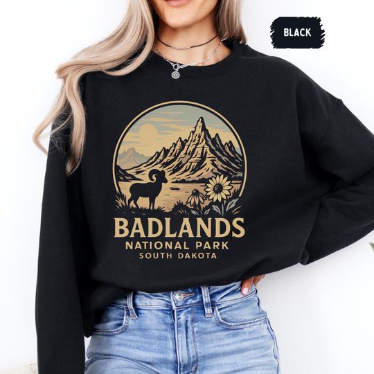 Retro Badlands National Park Sweatshirt, Vintage Outdoor Crewneck Jumper, Nature Lover Gift, Adventure Apparel, Hiking Clothing, Camping