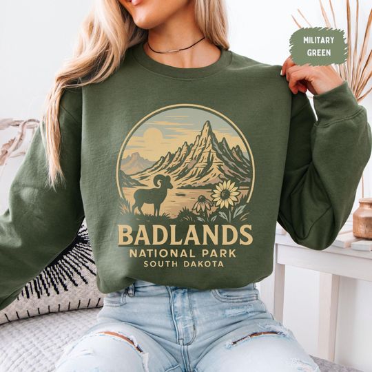 Retro Badlands National Park Sweatshirt, Vintage Outdoor Crewneck Jumper, Nature Lover Gift, Adventure Apparel, Hiking Clothing, Camping