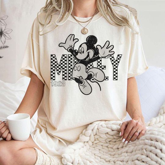 Discover Vintage Retro Mickey Minnie Checkered shirt, Disney checkered shirt, Disney trip 2025 shirt, Mens Womens Disney shirt, Vintage Mickey shirt