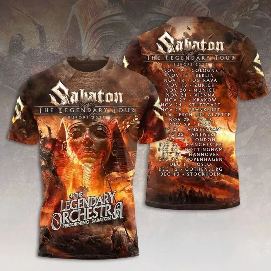 Discover Sabaton The Legenday Tour Europe 2025 3D T-Shirt