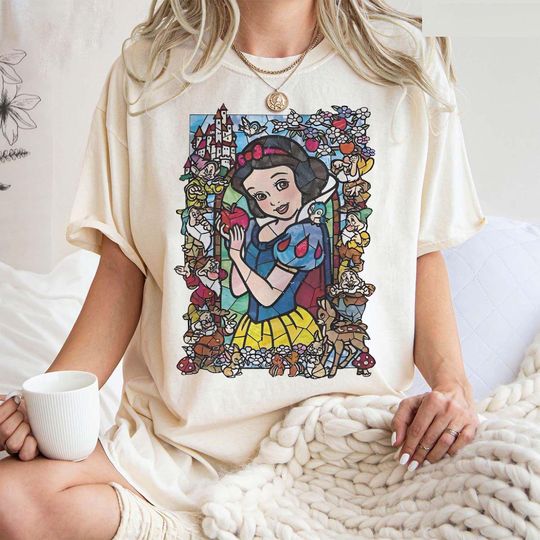 Vintage Snow White Shirt, Retro Snow White Stained Glass Shirt, Seven Dwarfs Shirt, Disneyland tee, Snow White Princess Shirt