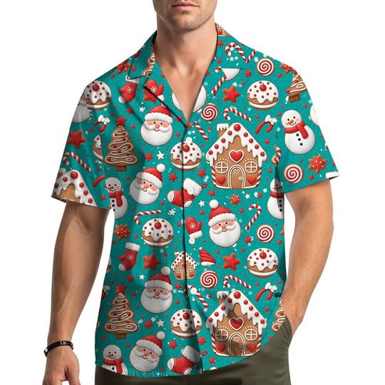 Discover Christmas Santa Gingerbread Hawaiian Shirt for Men and Women