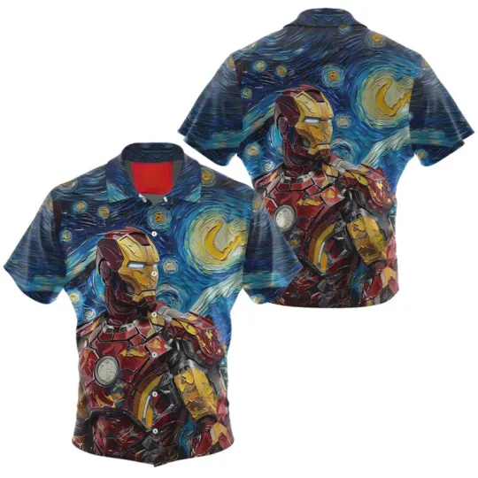 Discover Disney Marvel Iron Man Star Night Comic Art Hawaiian Shirt