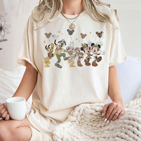 Discover Disney Safari Mode Mickey Mouse & Friends Animal Kingdom Balloon Shirt, WDW Outfit Unisex T-shirt Family Birthday Gift Adult Kid Toddler Tee