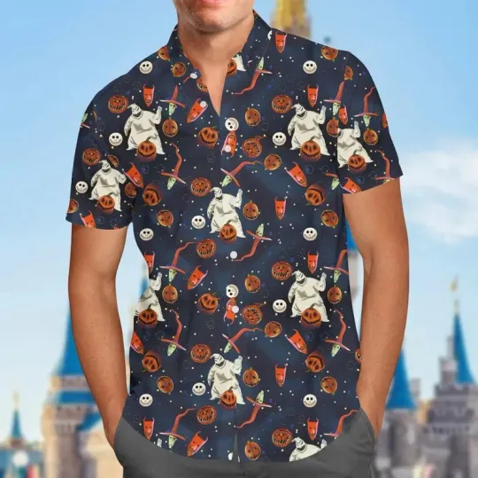 Discover Disney Halloween Oogie Boogie Nightmare Before Christmas Space Hawaiian Shirt