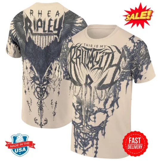 Discover Tan Rhea Ripley Blackwork Brutality 3D T-Shirt