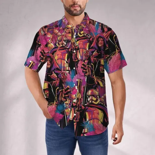 Discover Disney Star Wars Tropical Colorful Dark Side Hawaiian Shirt