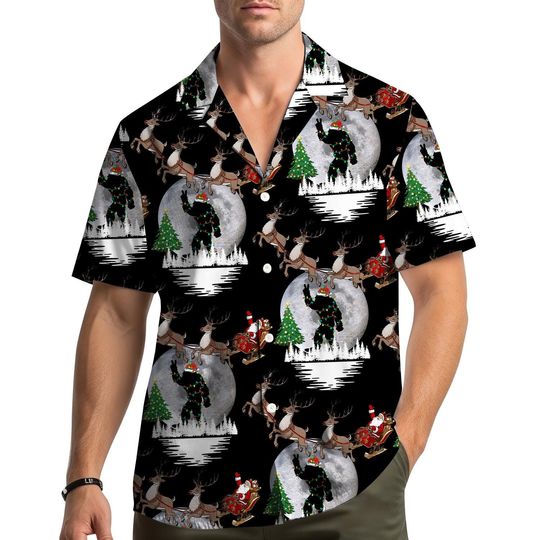 Discover Funny Bigfoot Christmas Hawaiian Shirt for Men Women Youth