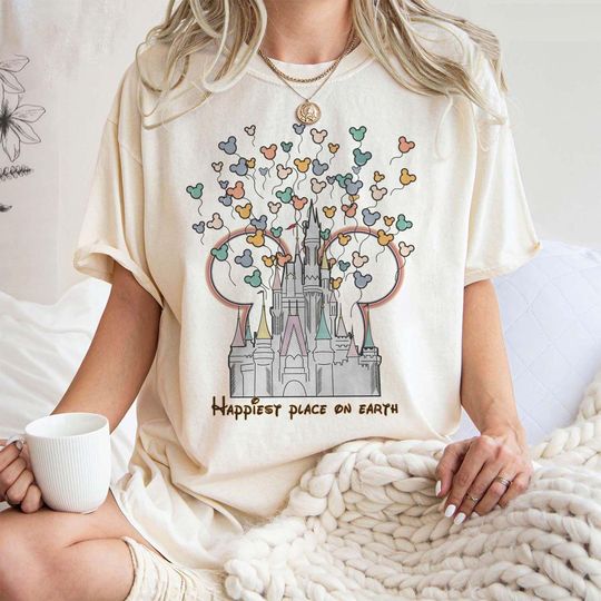 Discover Happiest Place on Earth Shirt, Disneyland Castle Shirt, Mickey Balloon Shirt, Disney Magic Kingdom Shirt, Disneyworld Shirts